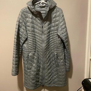 Long light grey/silver North Face jacket size XL